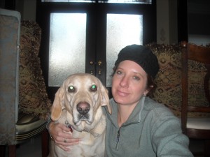 Bailey & I The culprit... (notice the barracade to the front doors in the background)