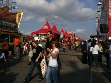 View of the crowds at the rodeo carnival.