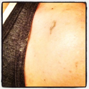 I thought I'd gotten all the bird poo off when it happened but there was a little left on my shoulder after the run.
