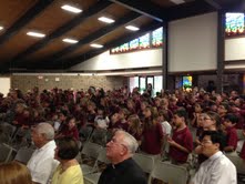 The school singing a song to the 8th graders 'Friends a Friend Forever'....funny...this was the same song we sang to each other in 1991 when I graduated high school. Still a great song but just saying, maybe someone should write a new one??