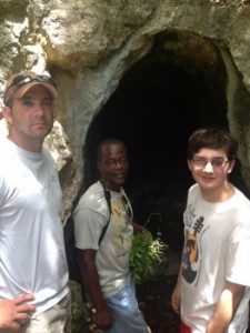 Opening of the cave with our guide, Oliver Hodge