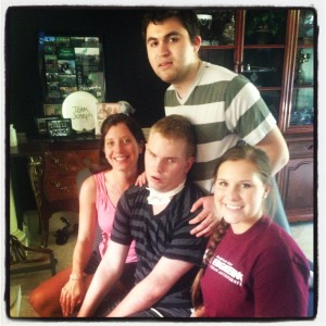 Me, Joseph, Hernan (behind Joseph), and I can't remember this sweet young woman's name. :(