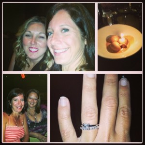 Biggest surprise of the night was to be 're-proposed' to by Neal with a new wedding set.  I lost my original wedding band in Mexico and I was devastated.  Plus we got married so young and his first 'proposal' was a bit of a bust...he certainly made up for it!  And he kept it SECRET which is NOT like him!! And to hear about all of my friends that new about it and kept it secret...I love all of you!  Plus this set is exactly what I would have always wanted simple and sweet.  