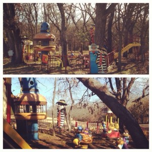 The McDonald's land in my parents back yard...they got the old playground equipment from a junk yard that collected it from a burnt down McDonald's. The merry go round works too!