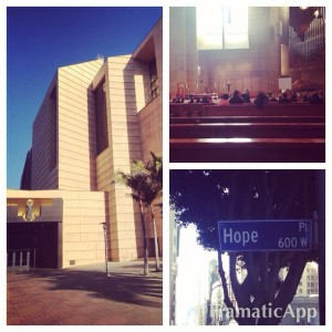 The Cathedral of Angles in Los Angeles (not your typical look for a Cathedral) and on my walk back to the hotel a message of HOPE