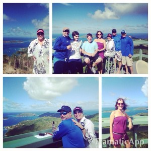 Taking in the sights. At the peak near our villa enjoying a beverage and dinner at Hog Heaven.