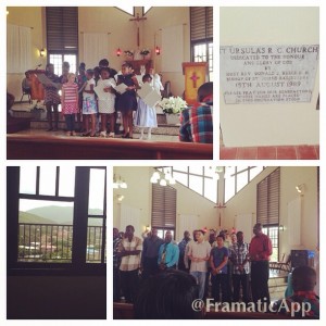 Neal getting 'blessed' for Father's Day, kids reading poems, they sang to us because we were visiting, etc. It was a 2 hour Mass!