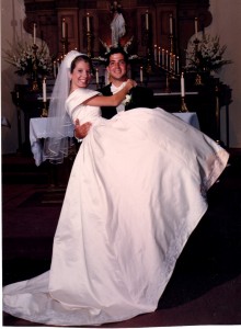 Neal and I on our wedding day. 7/6/96 (Maria Goretti's Feast Day btw... ;) )