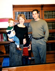 Neal and me and the boys when we first moved Kingwood